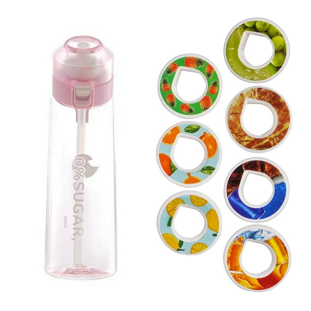 Upgrade Sports Air Water Bottle BPA Free Starter up Set Drinking Bottles 650ML Fruit Fragrance Water Bottle with 7 Flavour pods 0 Sugar Water Cup for Gym and Outdoor Gift 7 Pods Pink Bodega