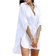 thumbnail image 4 of Mini vestidos de cambio para mujer fiesta elegante cómodo vestido casual con cuello en V manga 3/4 vestido de oficina suelto, 4 of 5