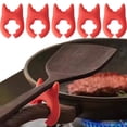 thumbnail image 2 of 5 PCS Spoon Pot Pan Holder Spatula Bracket Clips, Heat Resistance Non Silicone Pot Spoon Holder Pot Clip Holder, Mini Small Fun Spoon Rest For Pot Kitchen Gadget(Red), 2 of 9
