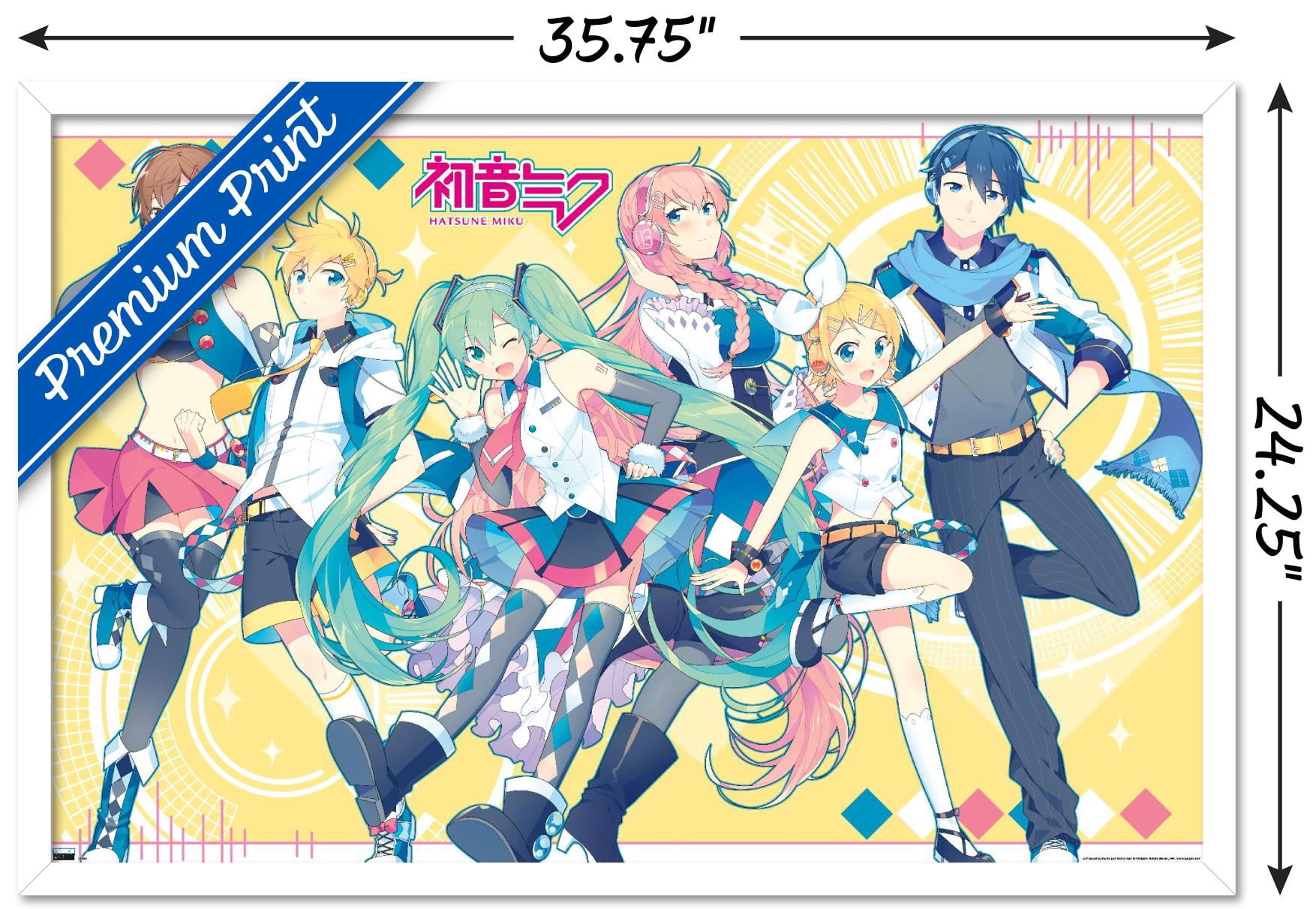 Hatsune Miku - Yellow Group Wall Poster, 22.375" x 34", Framed