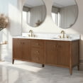thumbnail image 3 of Vanity Art 72" Double Sink Bathroom Vanity Cabinet, Freestanding Storage Cabinet with Engineered Marble Top, Undermount Sinks, Drawer, and Shelve, 3 of 8
