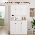 thumbnail image 4 of 71" Tall Kitchen Hutch with 6 Doors, Pantry Storage Cabinet with Microwave Stand, Storage Cabinet with Adjustable Shelves, Modern Food Pantry with Drawer for Kitchen Dining Room, White, 4 of 10