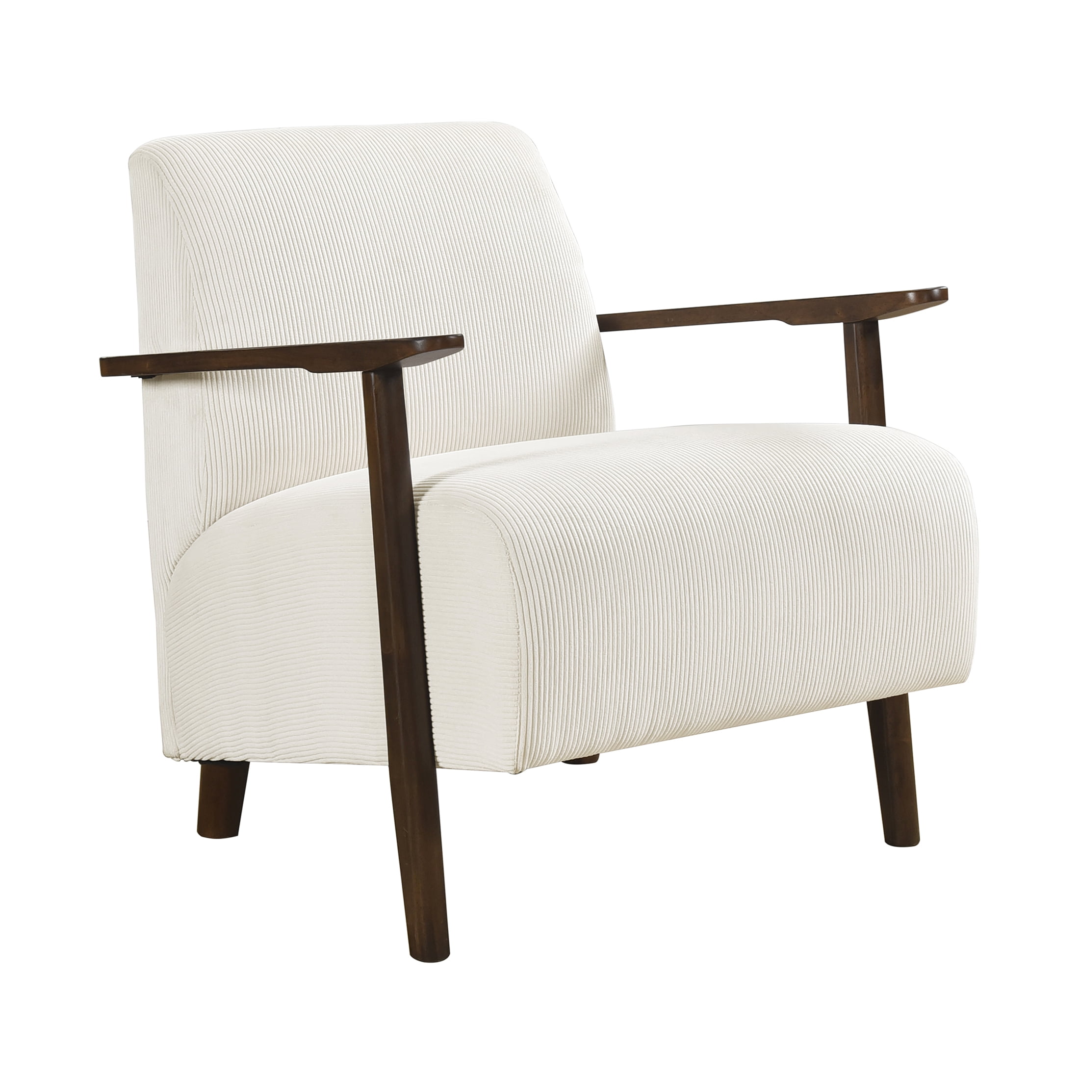 OakvillePark Aralune Corduroy Accent Chair, Beige and Brown Wood Finish