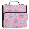 thumbnail image 2 of Water-Resistant 3-Ring Binder Organizer with Multiple Pockets Zipper Binder Bag for Office Dog Paw Prints and Bows, 2 of 8