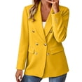 thumbnail image 5 of IUYRTFE Women's Casual Double Breasted Blazer Jacket Long Sleeve Notched Lapel with Shoulder Pads, 5 of 7