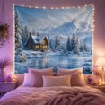 thumbnail image 2 of Snowy Mountain Lake Cabin in Winter Wilderness, Serene Rustic Landscape for Nature Lovers, Scenic Wall Art Christmas Gift Tapestry Wall Hanging for Living Room, Bedroom and Dorm, 2 of 7