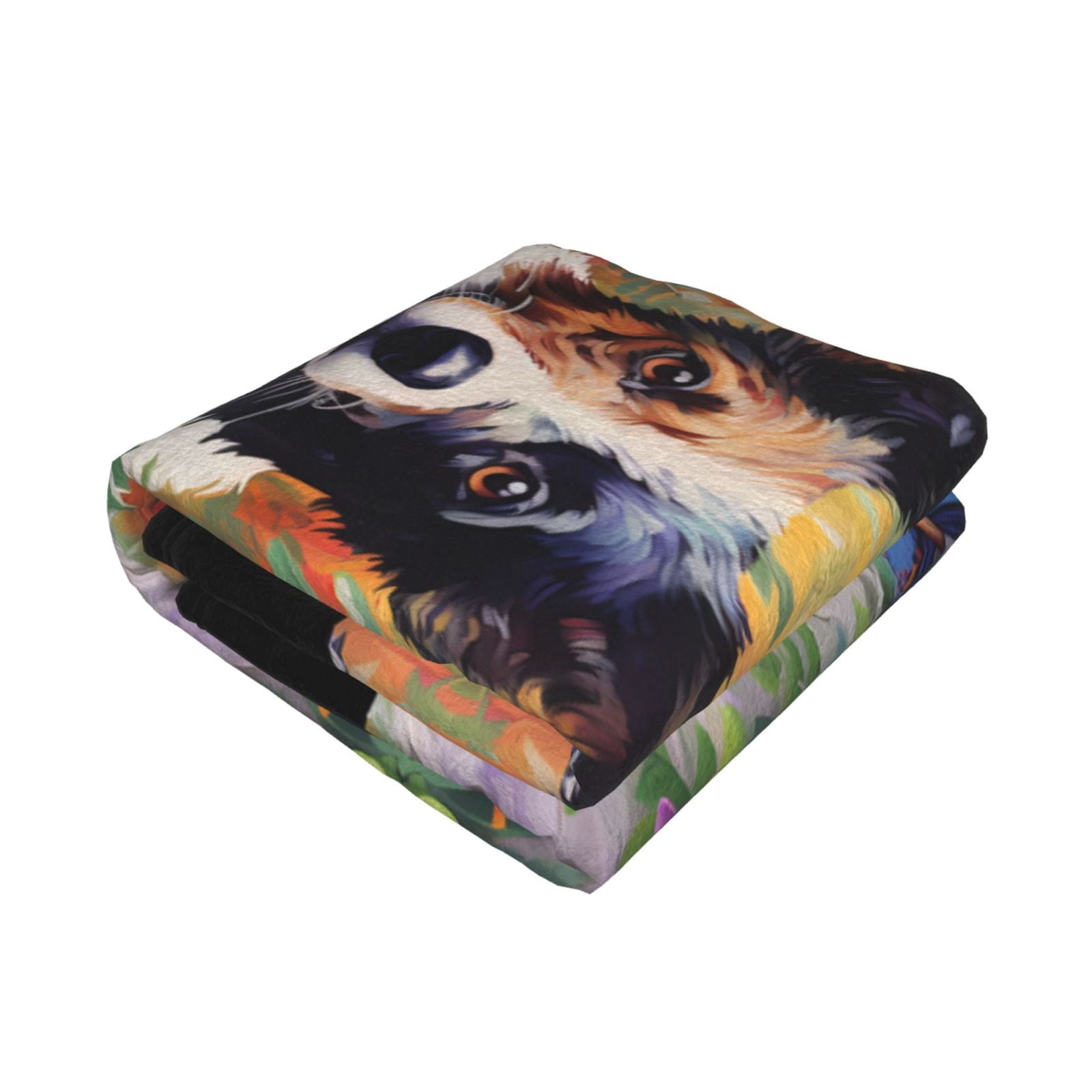Throw Blanket for Couch - Colorful Flower Dog Soft Comfy Lightweight Cozy Warm Throw Blanket, Fuzzy Plush Flannel Blanket & Throws for Sofa and Bed All Season