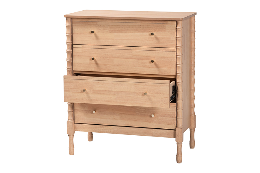 Baxton Studio Laurent Mid-Century Chest, 4-Drawer, Beech Brown