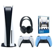 Sony Playstation 5 Disc Version Console with Extra Blue Controller, Black PULSE 3D Headset and Surge FPS Grip Kit With Precision Aiming Rings Bundle