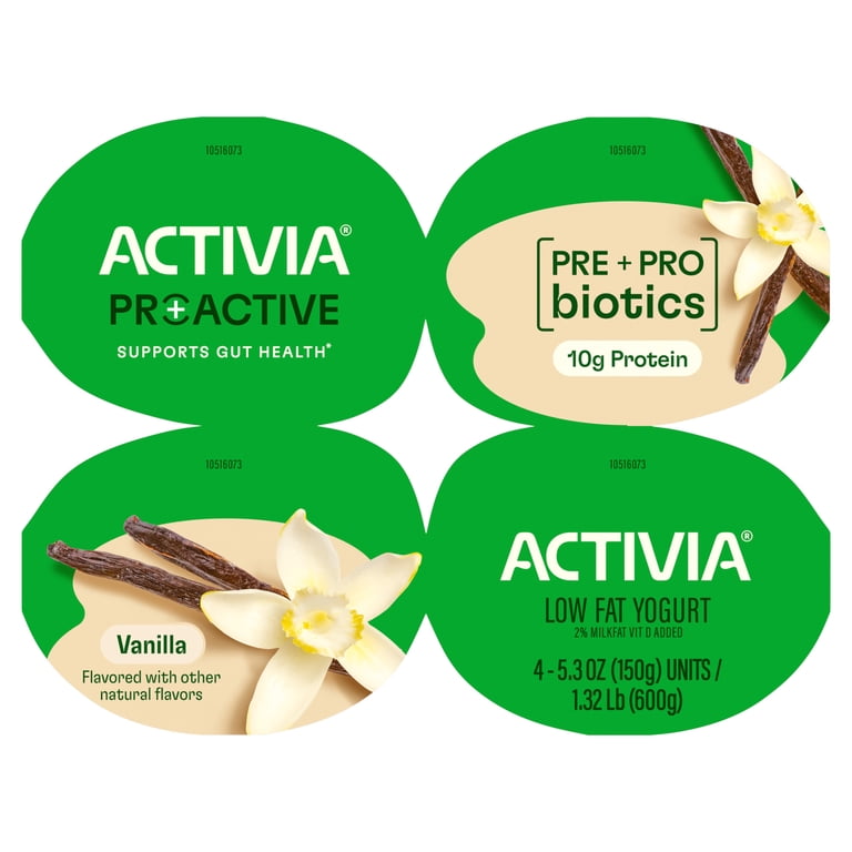 Activia Proactive Vanilla Prebiotic and Probiotic Yogurt Cups, 5.3