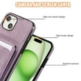 thumbnail image 2 of for iPhone 15 Case with Card Holder Kickstand Crossbody Strap, PU Leather Wallet Case with Magnetic Closure Heavy Duty Protective Flip Cover for iPhone 15 for Men Women, Purple, 2 of 9