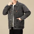 thumbnail image 3 of Chaqueta vaquera para hombre, estilo cargo, estética, jeans, abrigo para hombre, azul, hombros anchos, vintage, invierno 2024, usada a bordo, diseñador, talla grande L, 3 of 5