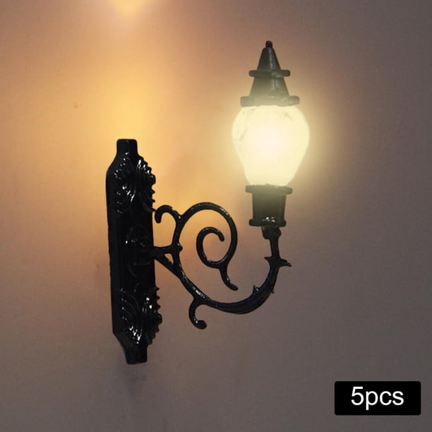 5x LED lámpara de pared simución muebl 1:12 modelos de lámpara de pared Sconce de muñec Estilo A Baoblaze Farolas en miniatura