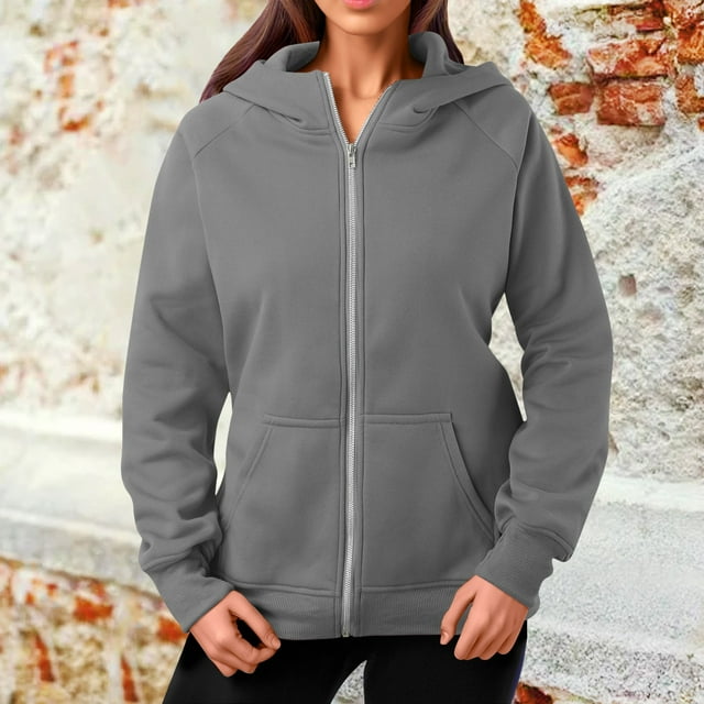 Veste à Capuche Zippée Mode Femme Chandail en Molleton Automne Poche Vêtements d'Hiver Fermeture Éclair devant Capuche Femme Chandail en Molleton Long pour Femme Robe Chandail en Molleton Zippée Femme Hiver