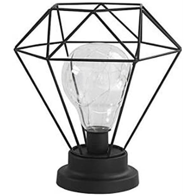 Lámpara de mesa de metal, lámpara de pie con forma de diamante, lámpara de pie, lámpara de escritorio de hierro de estilo nórdico con pilas, luz nocturna creativa, iluminación decorativa para dormitor Namotu LKX-1302-2