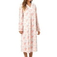 thumbnail image 2 of ValueVibe Nightgown for Women Long Sleeve Sleepshirts Full Length Sleepdress Lace Trim V-Neck House Dress with Pink Floral Printed, XL, 2 of 6