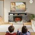 thumbnail image 3 of Homall Fireplace TV Stand in Wood Gray - Adjustable Shelves & Large Storage Entertainment Center, 3 of 7