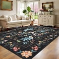 thumbnail image 4 of ZACOO 5'x7' Area Rug, Floral & Decorative Animal Printed Machine Washable Ultra Thin Non Slip Carpet for Dorm Home Office Playroom, Black-A, 4 of 8