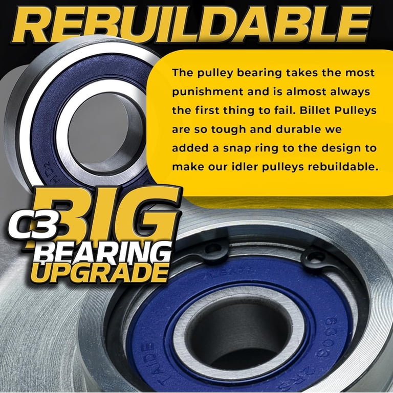 BIGBearing Rebuildable Billet Idler Pulley 3-Pack for Hustler (2