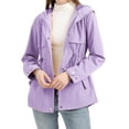 thumbnail image 2 of Diconna Women Trench Coat, Long Sleeve Hooded Jacket Zipper Button Closure Fall Casual Jacket with Pockets, 2 of 9