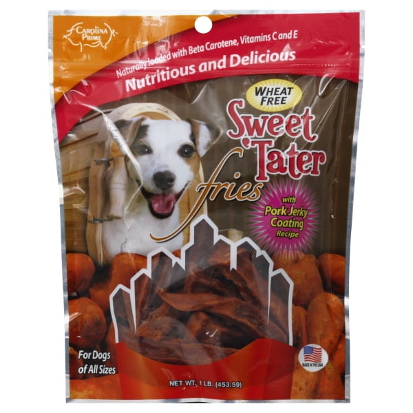 Carolina Prime Pet Pork Jerky Coated Sweet Tater Fries Dog Treats, 1 Lb