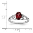 thumbnail image 2 of 925 Sterling Silver Oval Polished Garnet Ring Size 7 3mm Wide Ring for Women, 2 of 2
