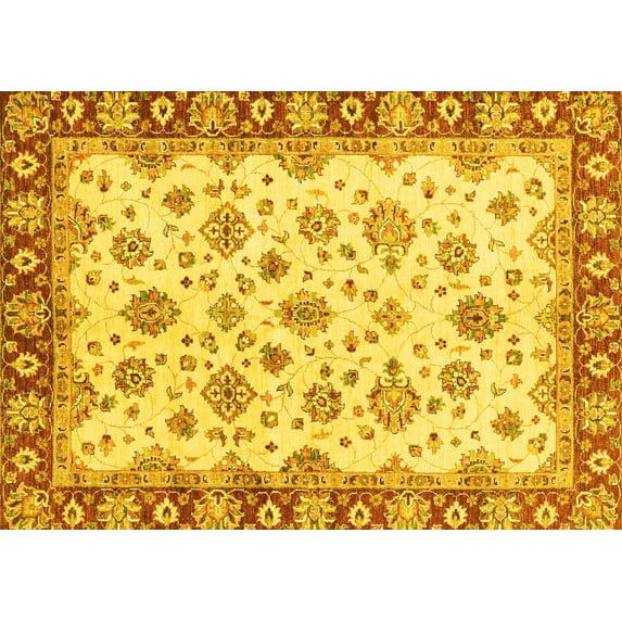 Ahgly Company Indoor Rectangle Abstract Yellow Modern Area Rugs, 8' x 10'