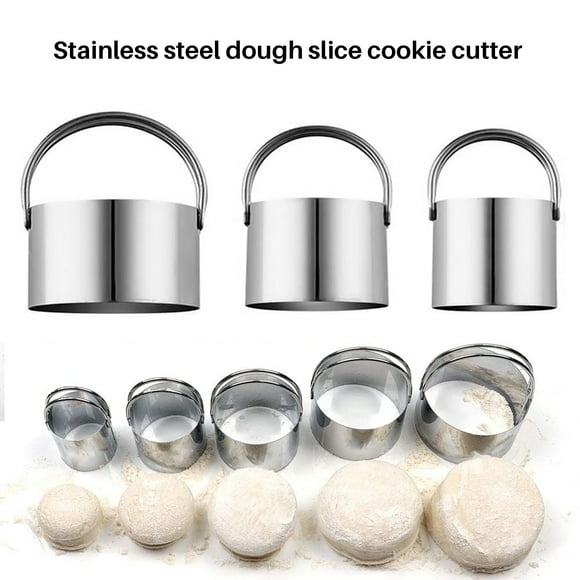 5 Pcs Biscuit Cutter with Handle - Stainless Steel Round Circle Donut Cutter Cookie Cutter Baking Molds 5 Sizes
