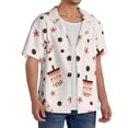thumbnail image 2 of Balery Milk Tea Camisa Casual de Manga Corta con Botones para Hombre, Texturizada, Estilo Cubano, para Playa, Verano-X-Large, 2 of 5