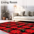 thumbnail image 2 of ODIKA 6'x9' Machine Washable Non-Slip Area Rug, Vintage Poinsettia Bloom Motif with Classic Buffalo Check High Traffic Rug, Red, 651622, 2 of 7