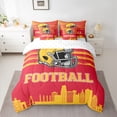 thumbnail image 2 of jejeloiu Football Sport City 7-Piece Bedding Comforter Set,Yellow Rugby Helmet King Bedding Sets For Boys Kids Reversible, 2 of 8