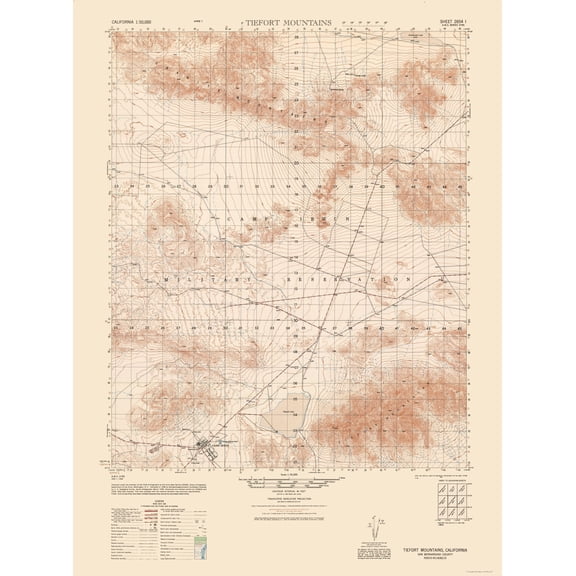 Topographical Map - Tiefort Mountains Sheet - US Army 1948 - Vintage Wall Art