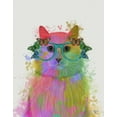 thumbnail image 2 of Fab Funky 15x18 White Modern Wood Framed Museum Art Print Titled - Rainbow Splash Cat 3, Portrait, 2 of 4