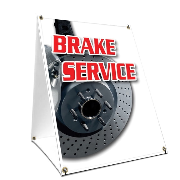 A-frame Sidewalk Brake Service Sign With Graphics On Each Side | 24" X 36" Print Size