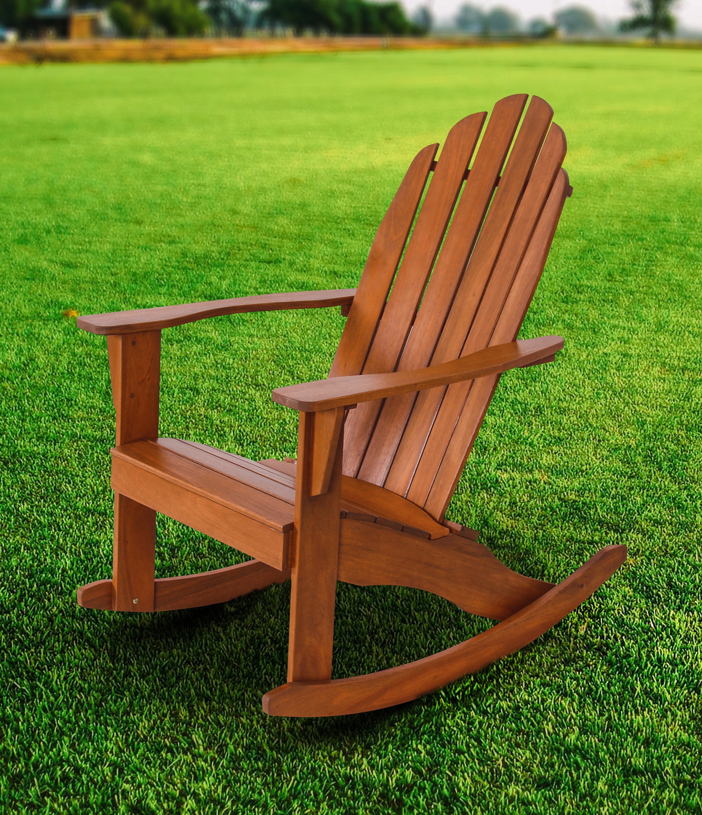 Mainstays Wood Adirondack Rocking Chair, Natural - Walmart ...