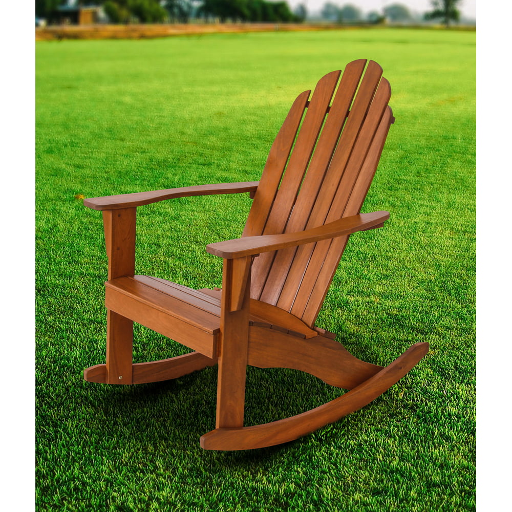 Mainstays Wood Adirondack Rocking Chair, Natural - Walmart ...