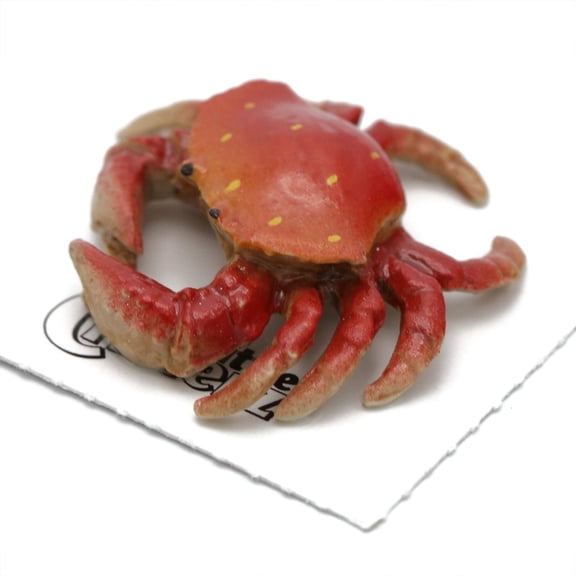 Little Critterz Red Crab Dungeness "Angeles" - Handcrafted Home Decor Reptile Decorative Figurine - Miniature Porcelain Figurine