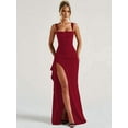 thumbnail image 3 of Women Formal Dresses Sleeveless Bodycon Ruched High Slit Maxi Dress Cocktail Prom Red S, 3 of 6