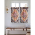 thumbnail image 6 of Tier Curtains 45 Inches Long, Blue Pink Window Treatment Curtain Drapes, Boho Middle Century Geometric Abstract Small Curtain Drapes for Bathroom Laundry Room, 27.5"x45", 2 Panels, 6 of 7