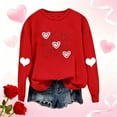 thumbnail image 4 of Women's Long Sleeve Tops Valentines Day Holiday Outfits Crewneck Sweatshirts Love Hearts Print Pullover Loose Fit (M, Red 01), 4 of 5
