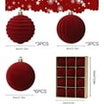 thumbnail image 3 of PayUSD Velvet Christmas Ball Ornaments for Christmas, 12pcs Flocked Shatterproof Christmas Ornaments Hanging Xmas Tree Decorations Set for Home Party Holiday Decor (3.15 inch, Burgundy Red), 3 of 9