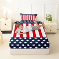 thumbnail image 4 of Manfei Stars Stripe Twin Sheets,Patriotic American Flag Bedding,Red Navy,3-Piece,1 Fitted Sheet and 1 Pillowcase, 4 of 6