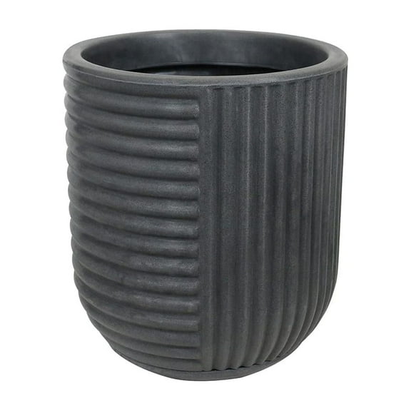 Ecobo 13.4 inches Eco-Friendly Round Pot Planter, Linhas Indoor/Outdoor use, Durable, Versatile & Lightweight, Designed by Brazilian Artisans, Contemporary All-Weather Design - Black