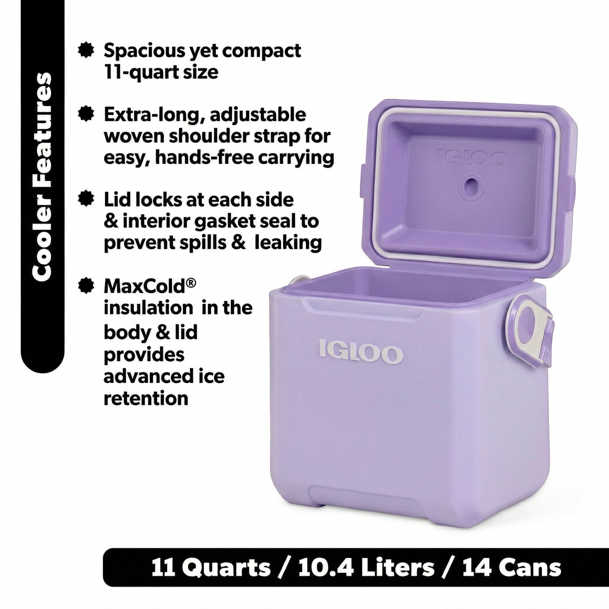 Igloo 11 QT Tag-A-Long Hard Sided Cooler, Lilac Purple