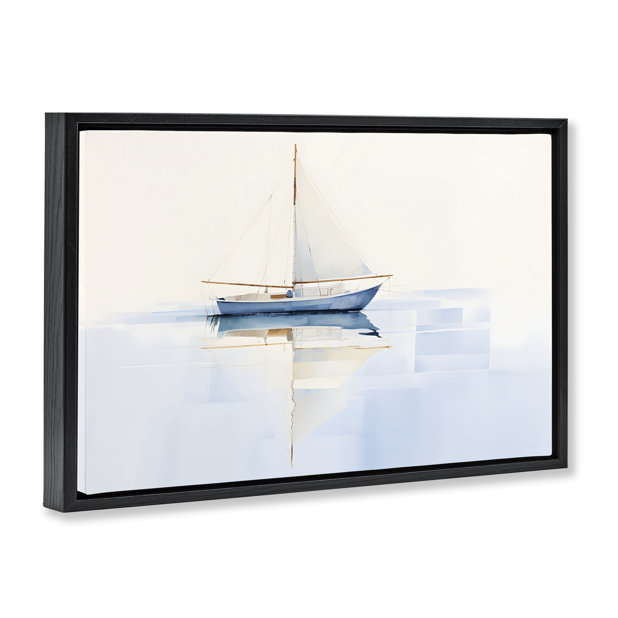 Stupell Industries Reflective Sails View Nautical & Beach Painting Black Floater Framed Canvas Art Print Wall Art, 31 x 21