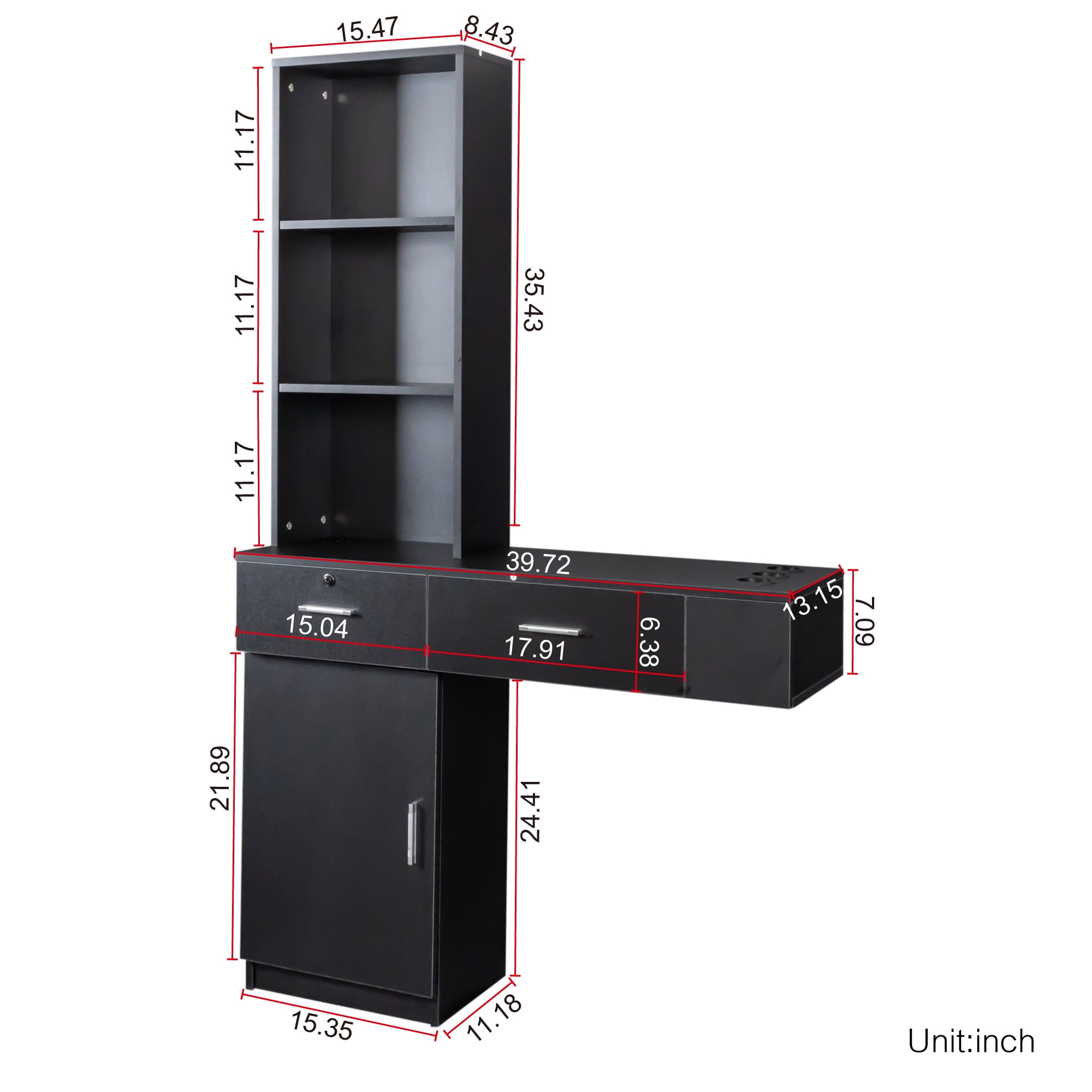 Modern Vanity Desk with Lights Makeup Vanity Dressing with Mirror Large Storage Space Black