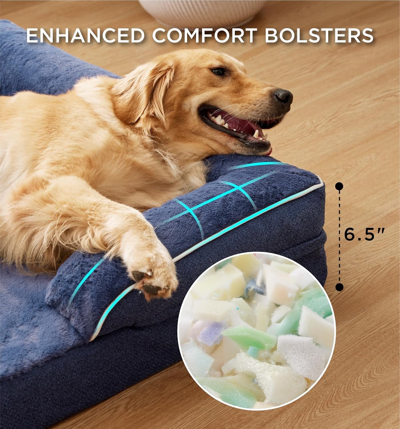 Orthopedic Dog Bed for Large Dogs, Supportive Foam Big Large Pet Bed Sofa with Washable Removable Cover, Waterproof Dog Couch Bed, Non-Slip Bottom and Egg-Crate Foam, Navy Blue