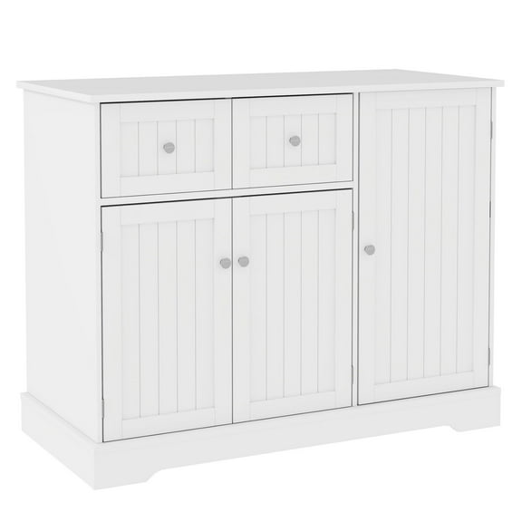 Cat Litter Box Enclosure Furniture, White Hidden Litter Box with Drawers & Cabinet, 39"x18"x31.5", Side Table Cat Condo