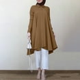 thumbnail image 4 of Neinkie Women's Oversized Linen Shirts Blouses Tops Long Sleeve High Low Button Up Shirts, 4 of 7