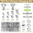 thumbnail image 3 of czcpp-351Pcs Picture Hanging Kit, Wall Hanging Kit, Picture Frame Hanging Kit &Sawtooth Picture Hangers,Screw Eyes, D Rings, Nails, Screws, Steel Wire, Picture Frame Hooks for Frame Canvas Mirror,Sil, 3 of 4